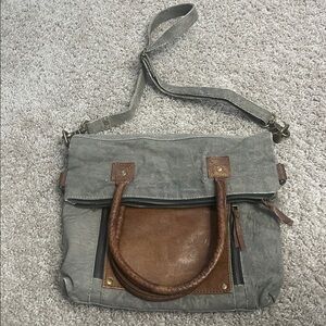 Mona B Gray and Brown Crossbody Bag